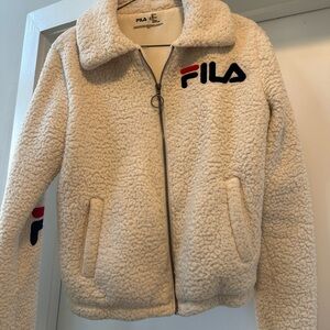 Fila Beige Sherpa Zip-Up Jacket